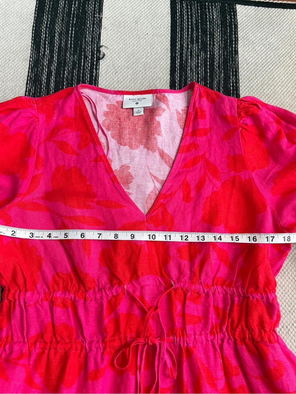 Kate Spade Women's floral Classic Rose Linen Long Sleeve Maxi Dress Size M - Picture 8 of 13